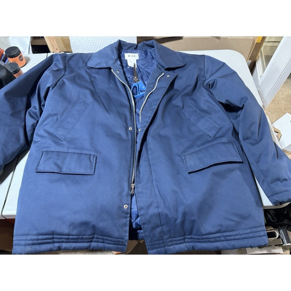 Vtg B-34 Military Extreme Cold Weather Blue Quilted Jacket Mens XL Zip Up Coat
